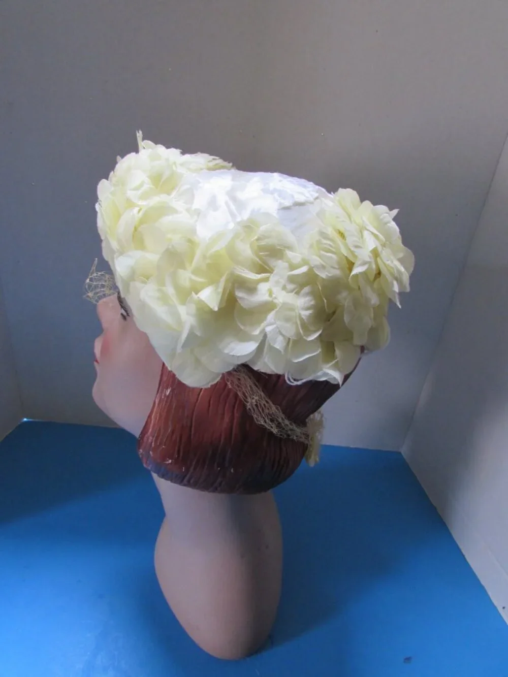 Vintage Hat Lemon Yellow Petals Yellow Veil Original Caroline